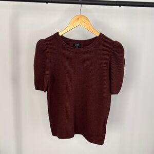 Express Women's Burgundy Puff Sleeve Sweater Top